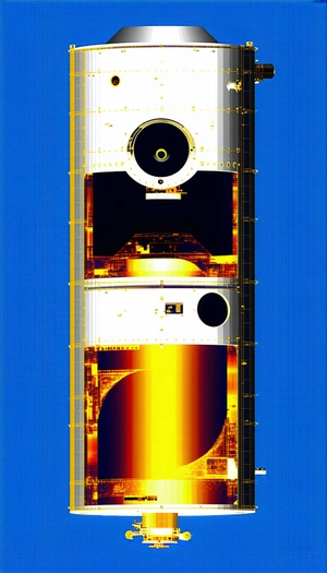 The Image Is A Close-up Of A Large, White, And Orange Spacecraft