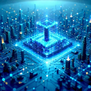 Tech Flat Design: Blockchain network visualization