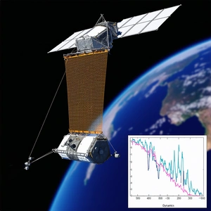 A Spacecraft, Possibly A Satellite Or A Space Shuttle, Flying Through The Sky