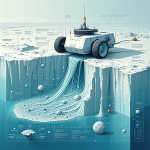 A Futuristic Vehicle Is Shown In A Blue And White Drawing, With A Large Tire And A Small Cockpit