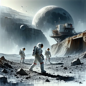 In The Image, There Are Four Astronauts Walking On The Moon's Surface