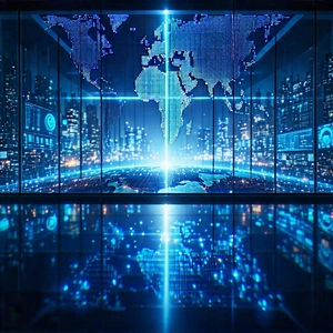Tech Stock Photography: Big Data Visualization With Large Blue