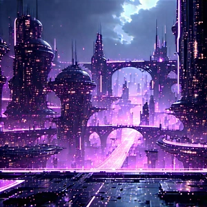 Big Data Visualization With Futuristic Cityscape,