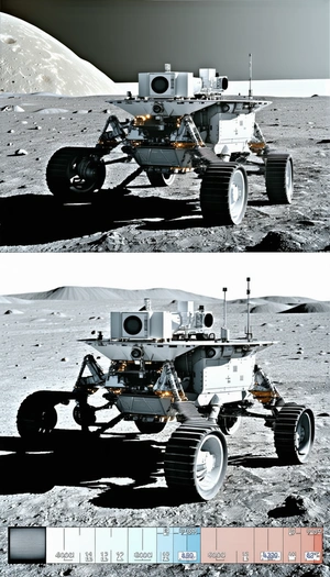 A White Robotic Vehicle With Four Wheels, Sitting On A Rocky Surface