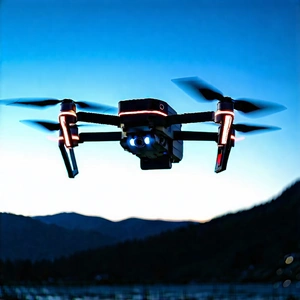 Tech Matte Painting: Drone With Glowing Screen With Drone Flying