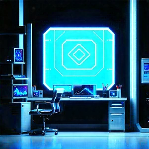 Futuristic (digital:1.24) Workspace With Image, There