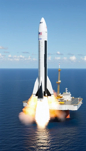 A Large Rocket Ship, Likely A Space Shuttle, Launching Into The Sky