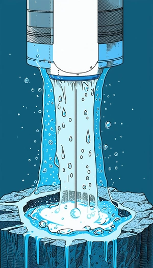 The Image Is A Cartoon Drawing Of A Water Faucet, With Water Pouring Out Of It