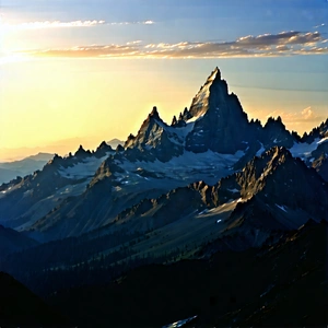 Nature Blender Artwork: (mountain:1.15) Range During Sunset With Majestic Mountain