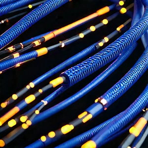 Close-up of fiber optic cables