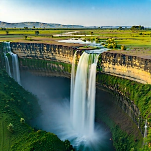 Nature Drone Photography: Waterfall in dry season