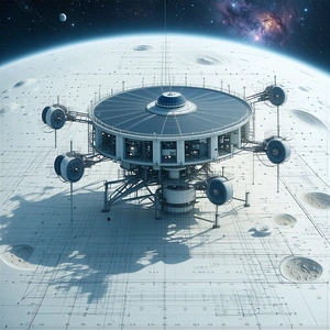 A Large, Futuristic Space Station Is Shown In A Three-dimensional View