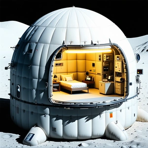 A Futuristic-looking Space Station With A Large White Dome On Top