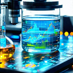 Financial Technology In Modern Laboratory With Close-up Computer