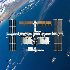 A Large Space Station Floating In The Vastness Of Space
