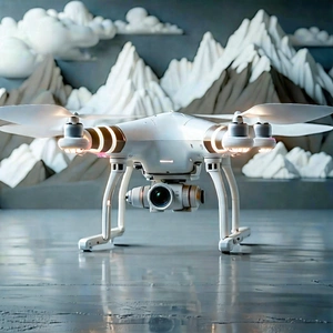 Tech Blender Artwork: Drone With Digital Artwork With White Drone