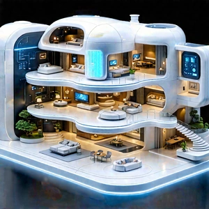 Futuristic Smart Home With Futuristic, Multi-level