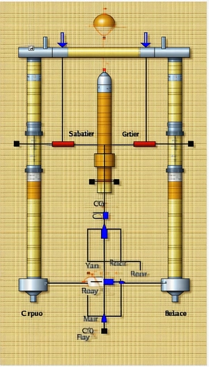 A Drawing Of A Machine Is Shown, With A Yellow Line Going Through The Center