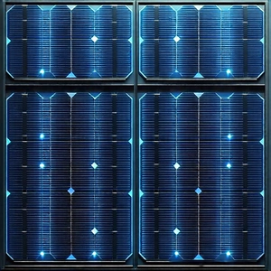 Solar panel with blue light (glow:1.31)