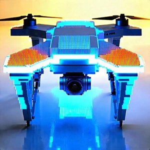 Drone With Glowing Screen With Blue Orange