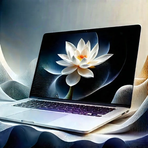 Laptop With Digital Artwork With Laptop Computer