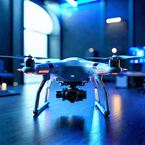 Tech Drone Photography: Futuristic Tech Startup Office With Small Drone