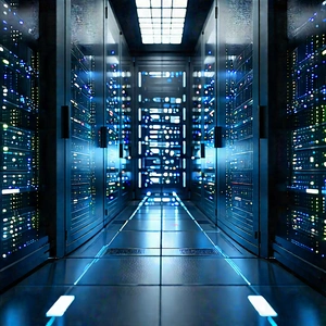 Server Rack With Data Streams With Image, There