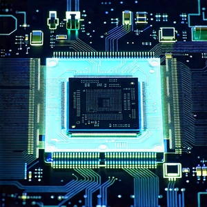 Circuit Board With Holographic Projection With Close-up Computer
