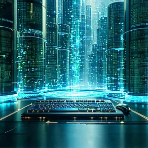 Quantum Computer With Data Streams With Image, There
