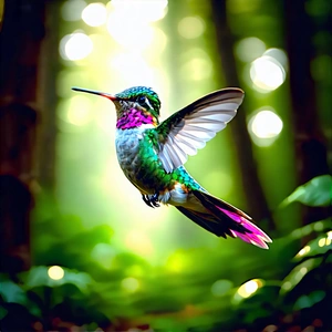 Nature Cinema 4d: Hummingbird In Forest Environment With Colorful Hummingbird
