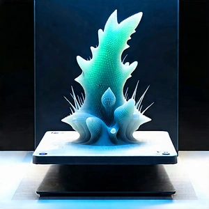 3d Printer With Digital Particles With Large, Blue,