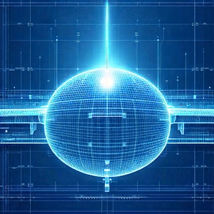 Tech Blueprint Style: Aerospace technology in tech office