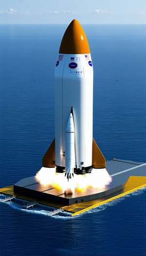 A Large White Rocket Ship, Possibly A Space Shuttle, Sitting On A Runway