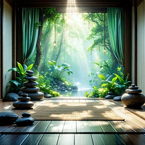Lifestyle Etching: Wellness Scene With Natural Lighting With Image, There