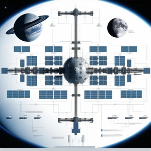 A Large Space Station Is Shown In A Drawing, With A Large Dome In The Center