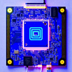 Tech Drone Photography: Circuit board with neon accents
