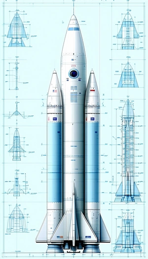 A Space Shuttle Is Shown In A Blue And White Color Scheme