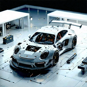 Automotive Technology In Tech Office With Silver Sports