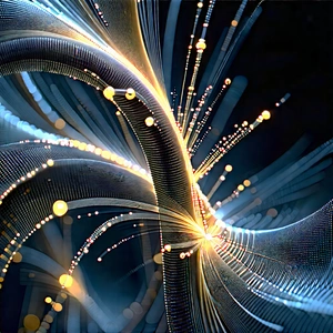 Close-up of fiber optic cables