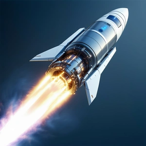 A Rocket Is Shown In A Close-up Shot, With Its Engine And Exhaust Visible
