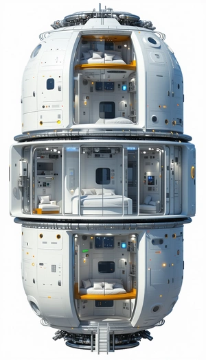 A Futuristic Space Station With A Large, Round