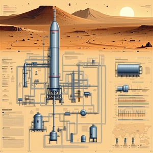 A Large, Detailed Drawing Of A Rocket Ship Is Displayed On A Page