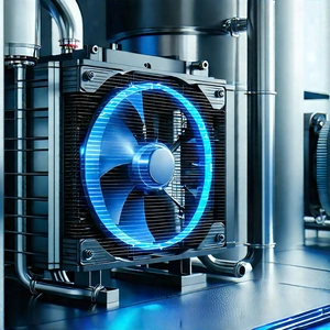 Close-up Of Cooling System With Large Blue