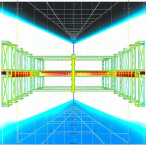 A Large, Blue, Three-dimensional Structure Is Displayed In A Room