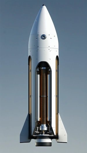 A White Rocket Ship Is Shown In A 3d Model