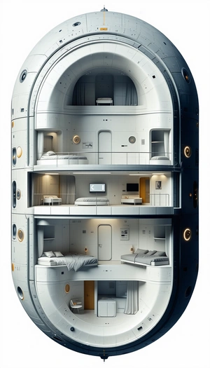 A Large White Space Ship Is Shown In A Three-dimensional View