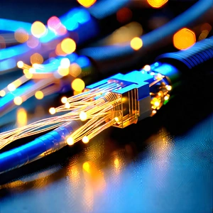 Tech Isometric Design: Close-up Of Fiber Optic Cables With Close-up Bunch