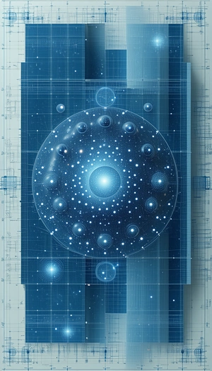The Image Is A Blue And White Illustration Of A Space Station