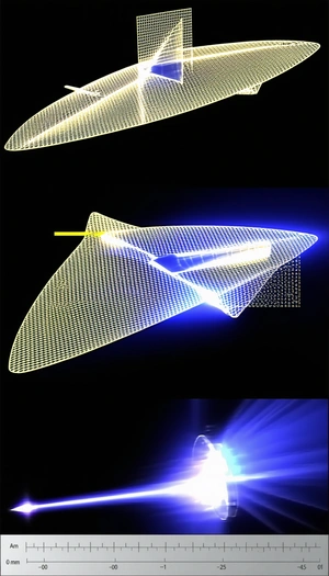 The Image Is A Collage Of Four Different Pictures Of A Blue Light