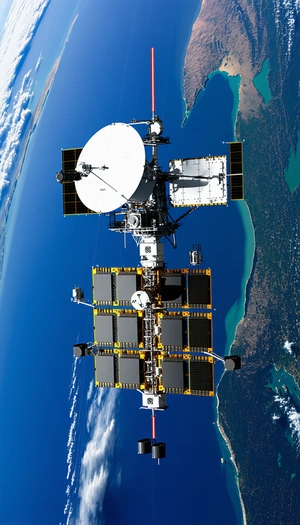 A Space Station With A Large Satellite Dish On Top Of It